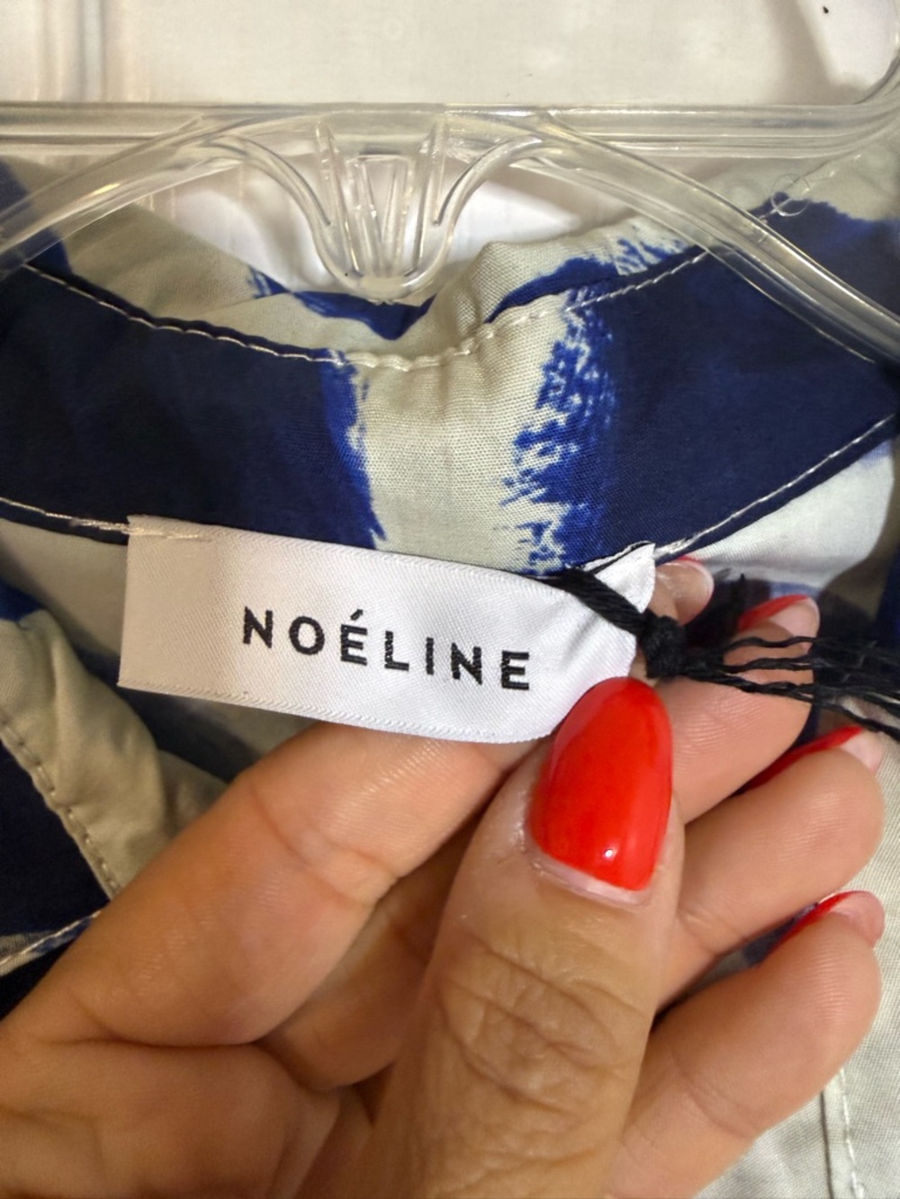 Noeline Polka Dot Midi Shirt Dress in Navy & Tan 100% Cotton Small - Picture 3 of 9